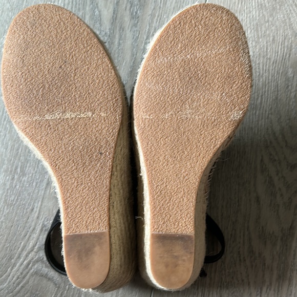 Crown Vintage Black Shanie Peep Toe Suede Espadrille Wedge Sandal Size 9 - Picture 8 of 8